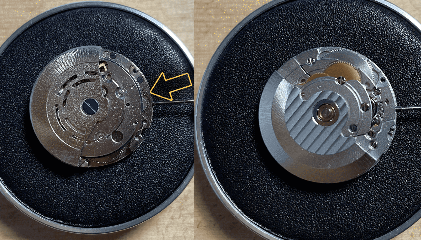 Back of 2813 vs 2836 Movement and Stem Removal
