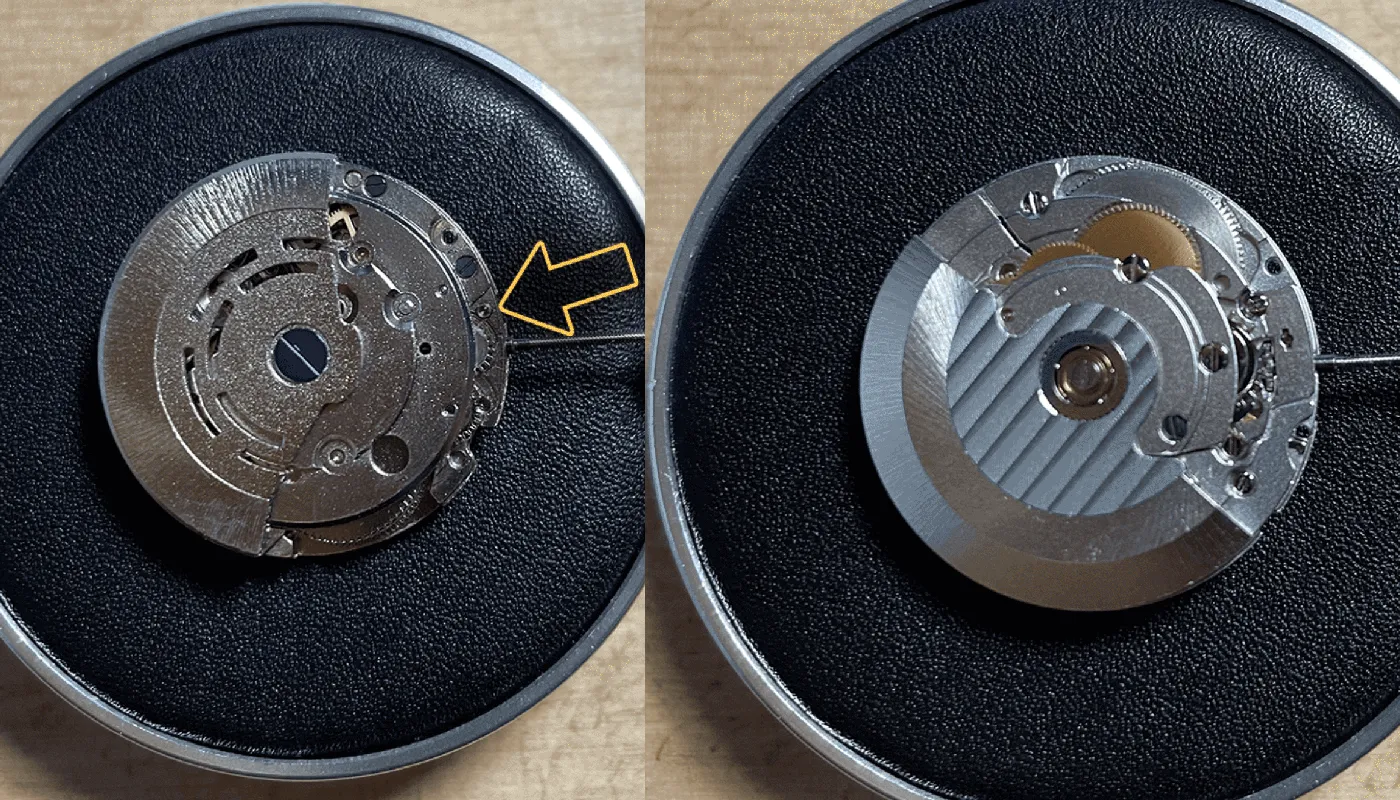 Back of 2813 vs 2836 Movement and Stem Removal