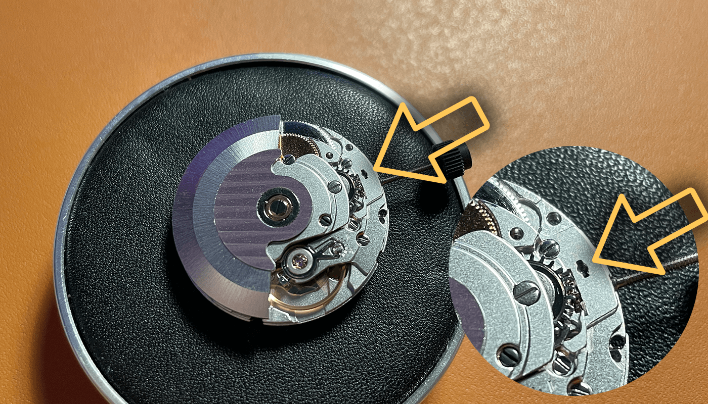 Back of movement and 2836 Stem Removal