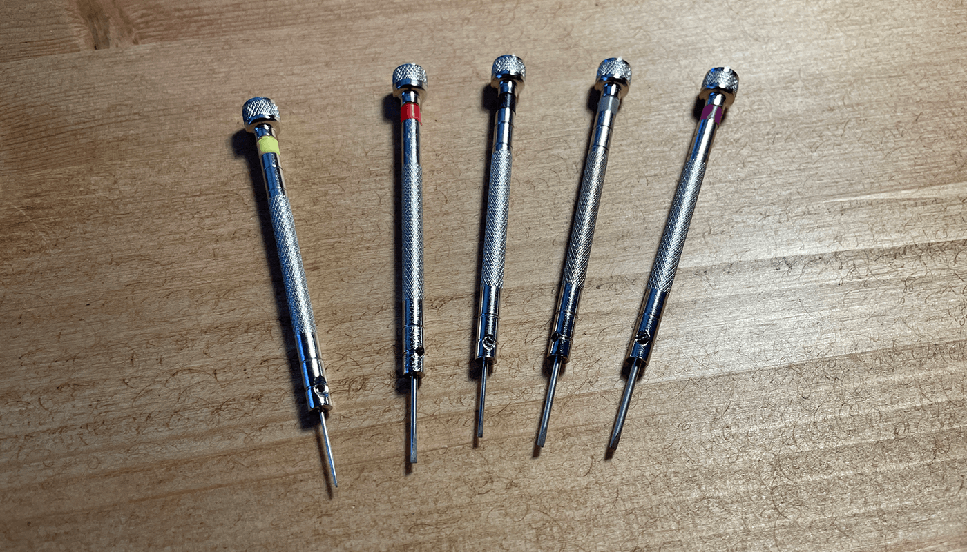 Watch building tools screwdrivers
